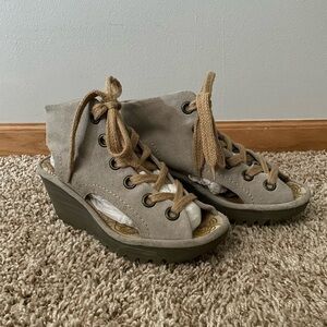 Fly London Yaba Wedge Lace Up Suede Size 38 US 8